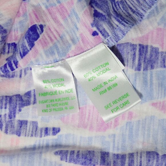 Lilly Pulitzer Tideline Mini Dress Blue Purple Print Smocked Sleeveless Women L - Picture 9 of 13